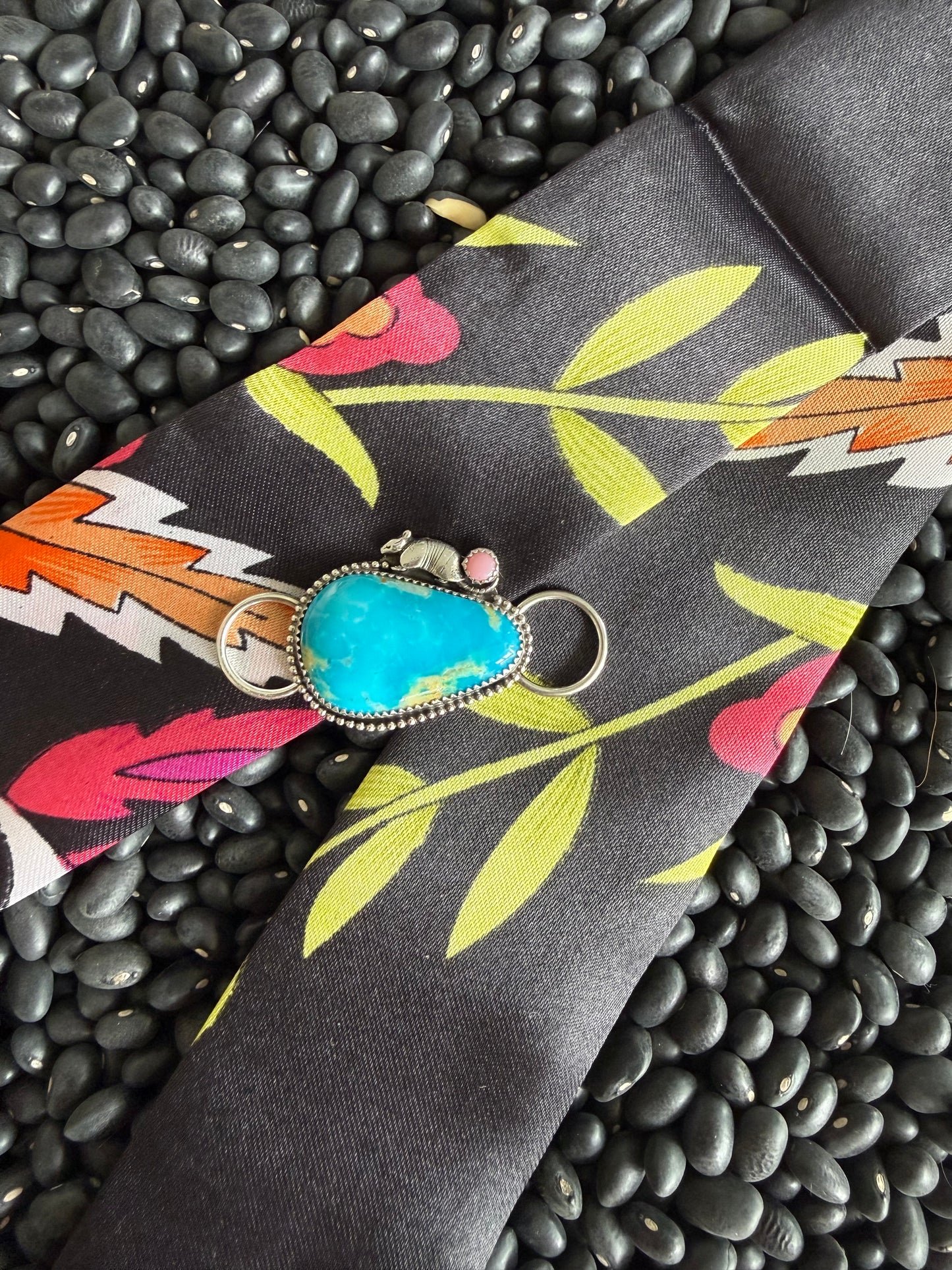 Armadillo Turquoise and Pink Conch Twilly Scarf Charm