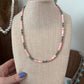 Pink conch and copper pearls 18” single strand