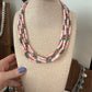 Pink conch and copper pearls 18” single strand